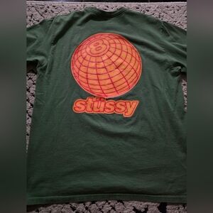 Stussy green large 8 ball grid tee